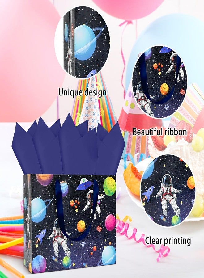 MUNILAIL 13 Inches Space Gift Bag Large Gift Bag with Handle Tissue Paper and Greeting Card for Boys Girls Birthday Outer Space Themed Party Large Paper Gift Bag - Image 3